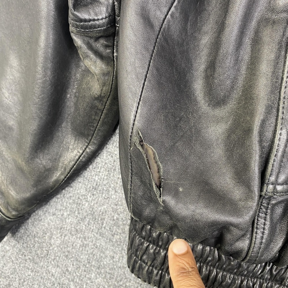 Danier Leather Jacket Mens Large Black Bomber Thinsulate Canada BB Cutters VTG - Picture 2 of 16